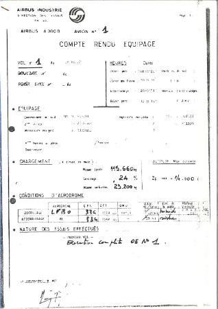 20 SCRDA 4-2 Premier vol 28/10/1972  Compte-rendus équipage- Page 1